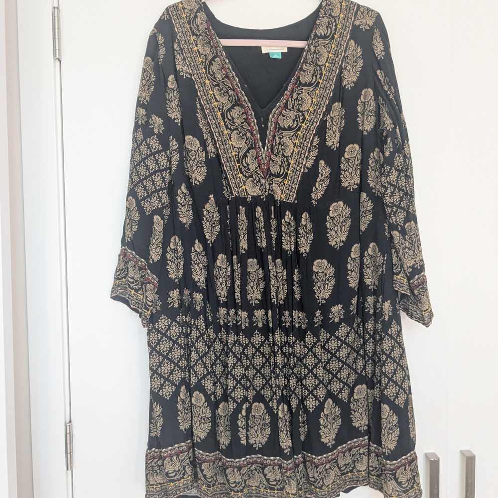 Maeve Black and Gold Patterned Tunic